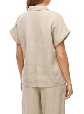 Camisa Vila Vilania de manga curta em tom tostado para mulher.