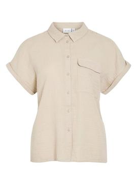 Camisa Vila Vilania de manga curta em tom tostado para mulher.