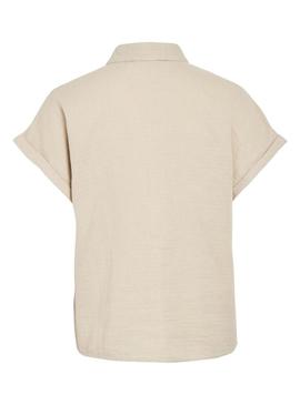 Camisa Vila Vilania de manga curta em tom tostado para mulher.
