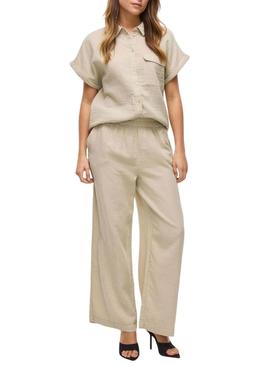 Camisa Vila Vilania de manga curta em tom tostado para mulher.