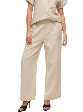 Calças  Vila largas tostadas da marca Vila Vilania para mulher.