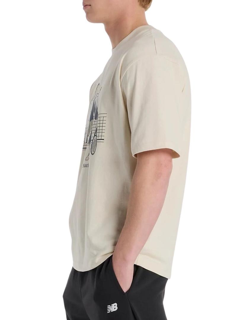 Camiseta New Balance A Perfect Match bege para homem.