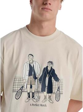 Camiseta New Balance A Perfect Match bege para homem.