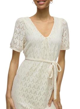Vestido curto beige Vila Viamalina para mulher.