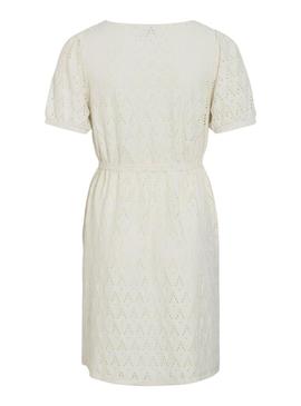 Vestido curto beige Vila Viamalina para mulher.
