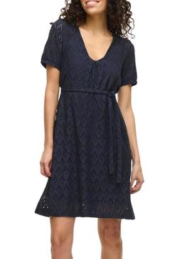 Vestido Vila Viamalina azul marinho para mulher