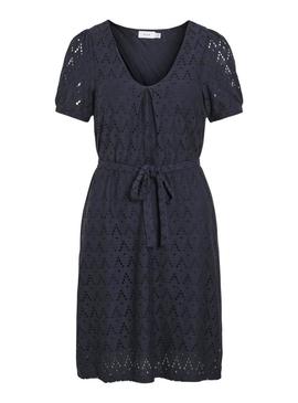 Vestido Vila Viamalina azul marinho para mulher