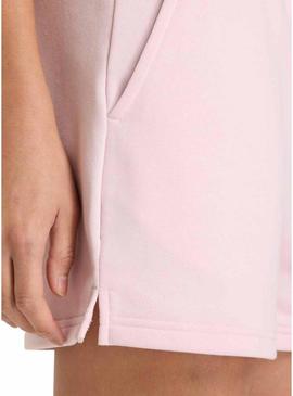 Shorts New Balance Essentials French Terry rosa para mulher.