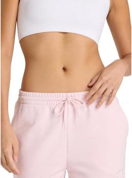 Shorts New Balance Essentials French Terry rosa para mulher.