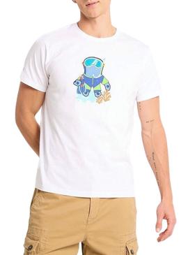 Camisa O Polvo Snorkel branca para homem.