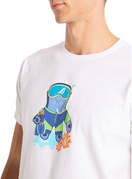 Camisa O Polvo Snorkel branca para homem.