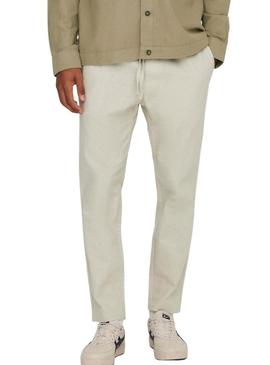Calça Only and Sons Linus bege para homem.