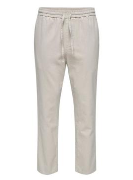 Calça Only and Sons Linus bege para homem.