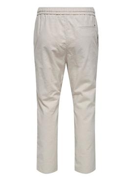 Calça Only and Sons Linus bege para homem.