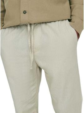 Calça Only and Sons Linus bege para homem.
