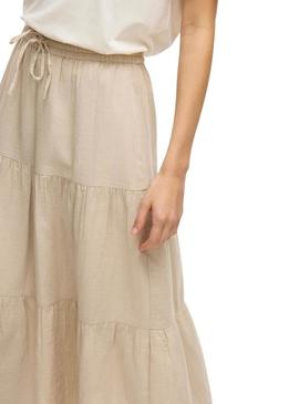 Saia Vila Vilania bege para mulher