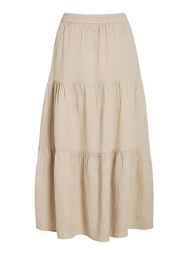 Saia Vila Vilania bege para mulher
