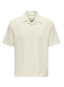 Polo Only and Sons masculino bege para homem.