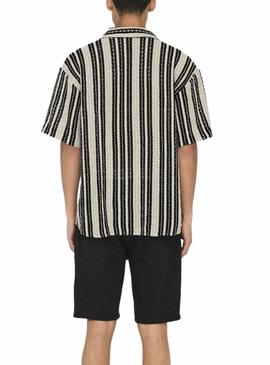 Camisa Only and Sons Dani de crochê bege para homem.