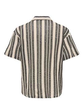 Camisa Only and Sons Dani de crochê bege para homem.