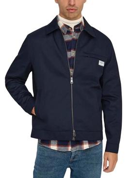 Jaqueta Only and Sons Ralph azul marinho para homem.