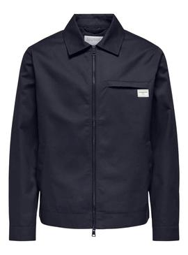 Jaqueta Only and Sons Ralph azul marinho para homem.