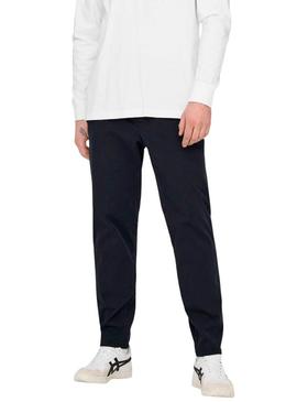 Calça Ony and Sons Linus Taper azul marinho para homem.