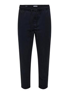 Calça Ony and Sons Linus Taper azul marinho para homem.