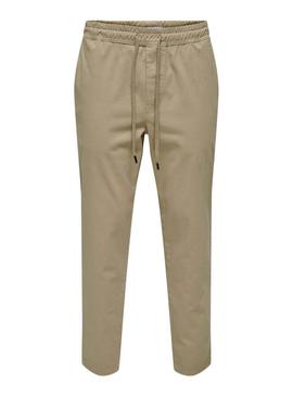 Calça Ony and Sons Linus Taper camel para homem.