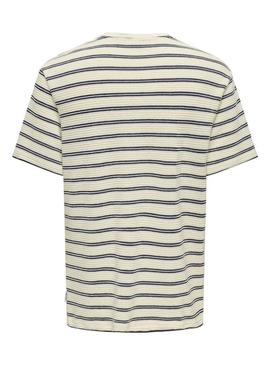 Camiseta Only and Sons Sian bege e marinho para homem.