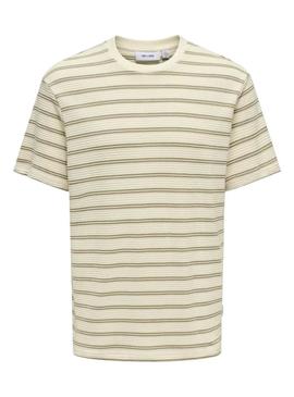 Camiseta Only and Sons Sian bege para homem.