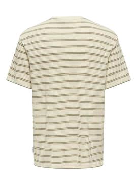 Camiseta Only and Sons Sian bege para homem.