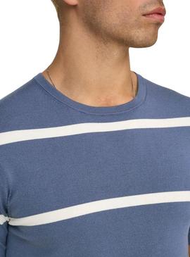 Camisa Only and Sons Wyler listrada azul para homem.