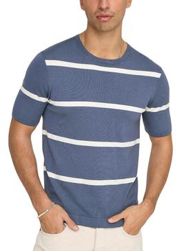 Camisa Only and Sons Wyler listrada azul para homem.