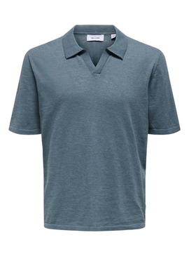 Polo Only and Sons George azul para homem