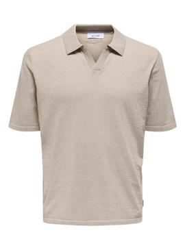 Camisa Polo Only and Sons George bege para homens