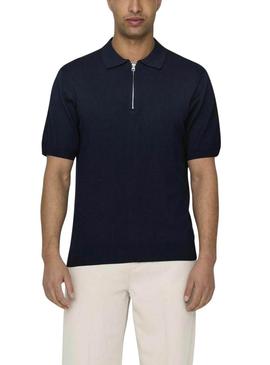 Camisa de polo azul marino Only and Sons Wyler para homem.
