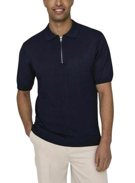 Camisa de polo azul marino Only and Sons Wyler para homem.