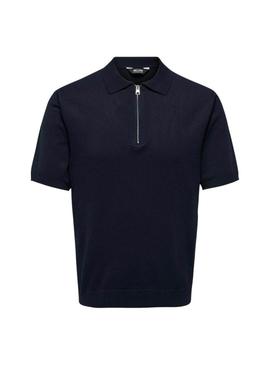 Camisa de polo azul marino Only and Sons Wyler para homem.