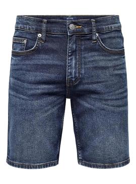  Bermudas Only and Sons Weft denim escuro para homem.