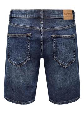  Bermudas Only and Sons Weft denim escuro para homem.
