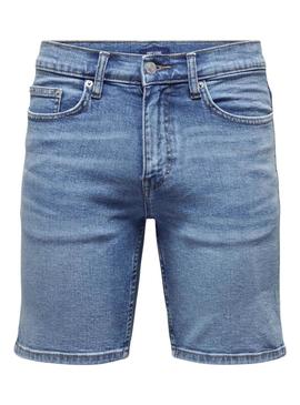 Bermudas Only and Sons Weft denim médio para homem