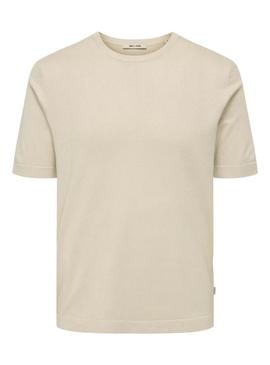 Camiseta de malha Only and Sons Wyler cinza para homem.