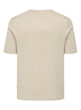 Camiseta de malha Only and Sons Wyler cinza para homem.