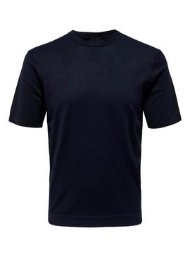 Camiseta de malha Only and Sons Wyler azul-marinho para homem