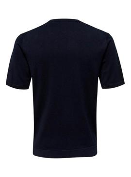 Camiseta de malha Only and Sons Wyler azul-marinho para homem