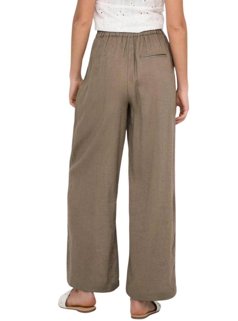 Calças de linho marrom Only Tokyo para mulher