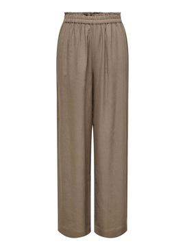 Calças de linho marrom Only Tokyo para mulher