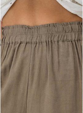 Calças de linho marrom Only Tokyo para mulher