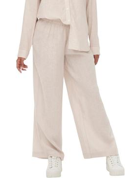 Calças de linho bege Only Tokyo para mulher